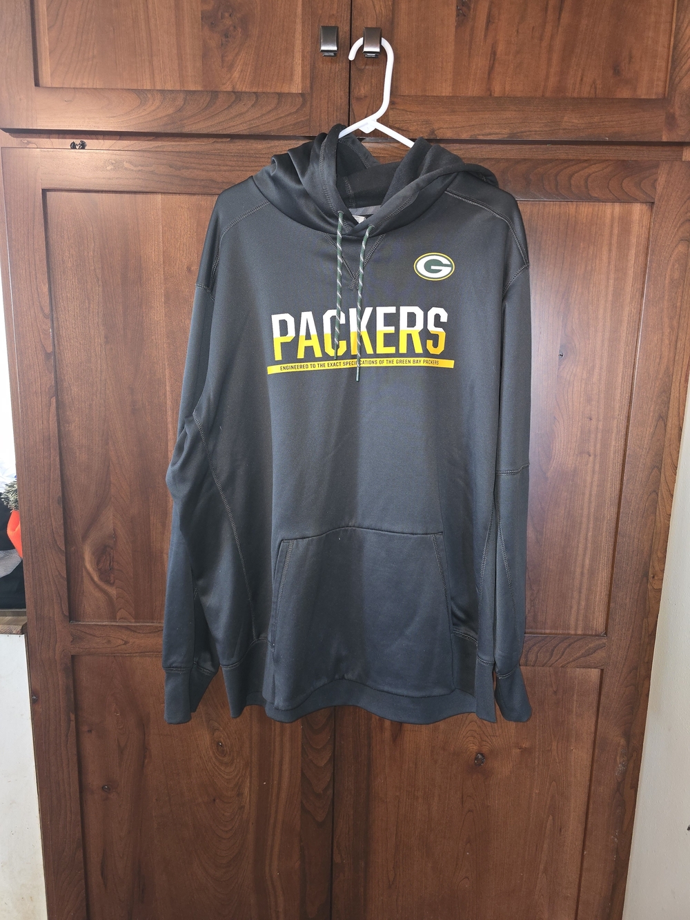 Nike Dark Gray Packers Pullover Hoodie with Yellow Lettering